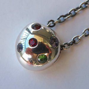 Elizabeth And James Small Mushroom Pendant On Chain Sterling Silver CZ